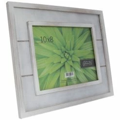 Distressed White Slatted Wood Frame