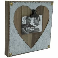 New ???? Heart Galvanized Metal Clip Frame - 5" X 3 1/2" ????
