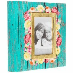 Outlet 😉 Teal Wood Plank Floral Photo Album - Large 🔥