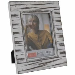 Distressed White Plank Wood Frame