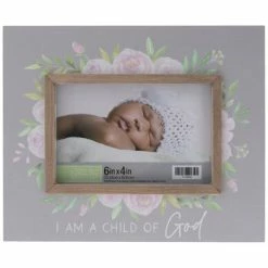Child Of God Floral Wood Frame - 6" X 4"